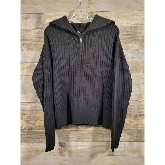 525 America Womens LRG Cable Knit Half Zip Pullover Sweater Crop Heavyweight - Picture 1 of 12